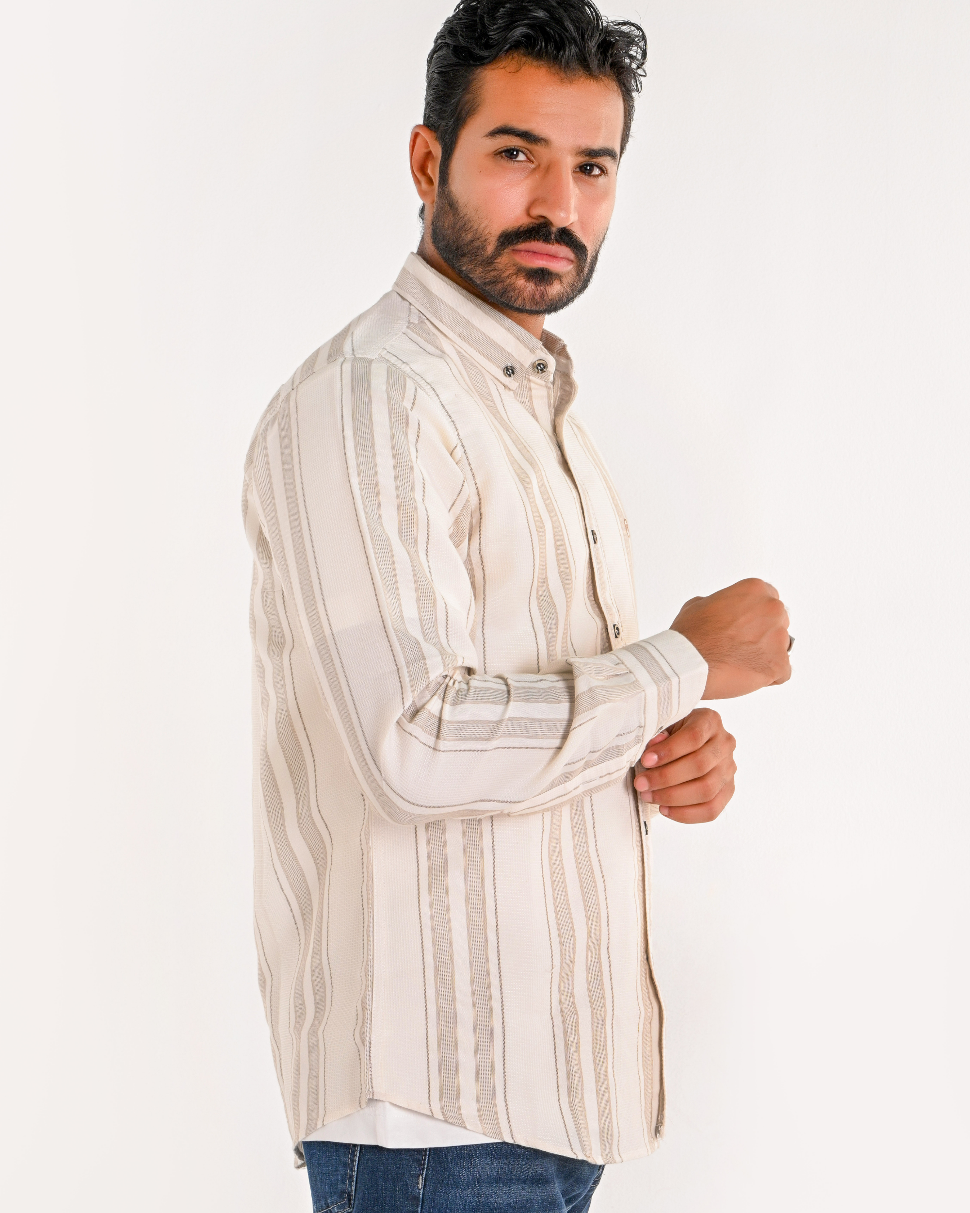 Beige Striped Shirt